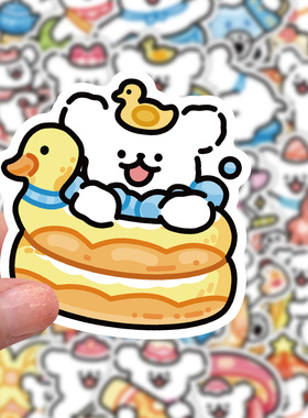 【大图释官方授权】155张新款呆萌卡通线条小狗可爱贴纸手本帐防水贴画行李箱手机壳装饰儿童女孩立体自粘diy