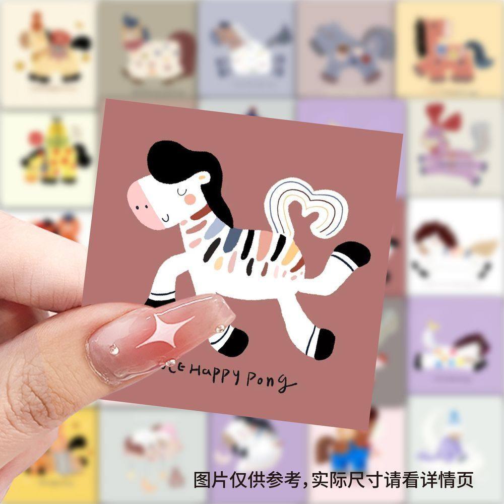 【大图释官方授权】177动物卡通彩色小马ins插画贴纸涂鸦清新可爱diy手机行李箱标签立体不干胶手账装饰贴画