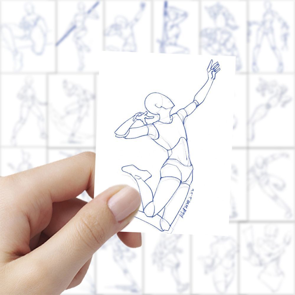【大图释官方授权】126张人体动态练习打卡贴纸手绘素描学习美术生DIY自粘手机壳桌面玩具手账本创意标签贴画