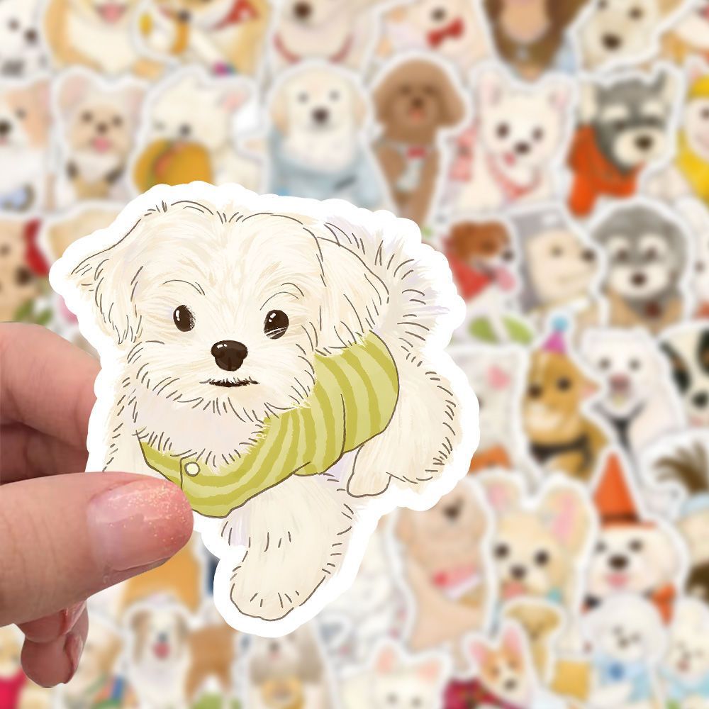 【大图释官方授权】118张卡通可爱毛流小狗贴纸高颜值ins风装饰diy自粘手帐手机水杯行李箱不干胶防水贴画纸