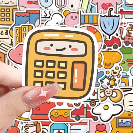 80张卡通小插画贴纸卡通可爱创意手账笔记本电脑防水装饰贴画diy