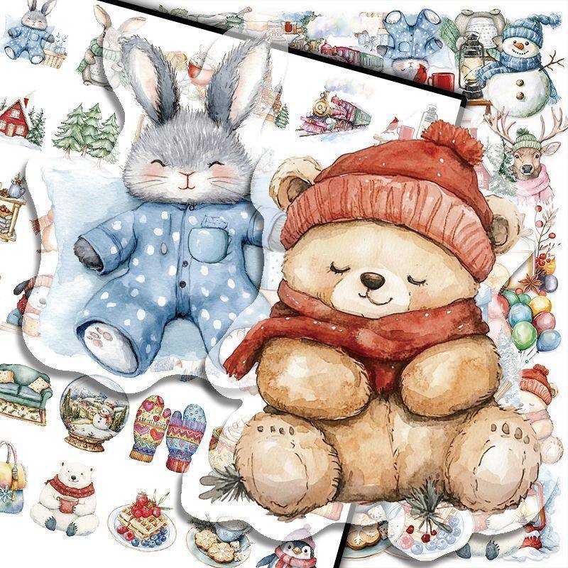 【大图释官方授权】100张冬季可爱冬日彩绘卡通贴纸创意氛围diy材质装饰玻璃门窗花手机壳冰箱防水不干胶贴画,文具电教/文化用品/商务用品,文创/手作/文化用品,淘宝优惠券,粉丝福利购,淘宝优惠卷