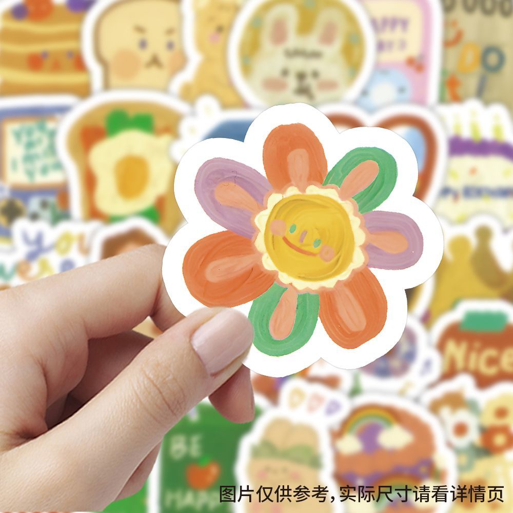 韩系水彩画可爱动画小图案贴纸