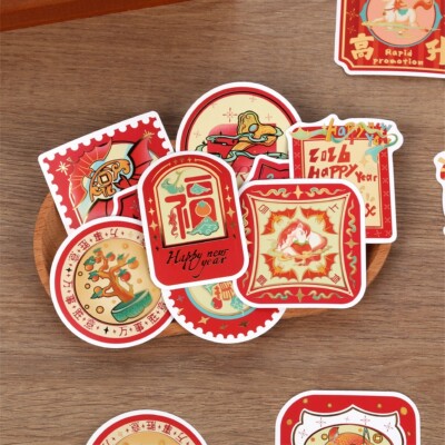 2026年马年新年中华迎新岁跃马迎春贴纸过年喜庆气氛烫金装饰手机壳行李箱玻璃门橱窗墙面窗花防水不干胶贴画