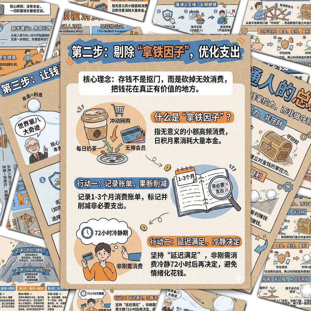 巴菲特存钱法复利思维入门贴纸
