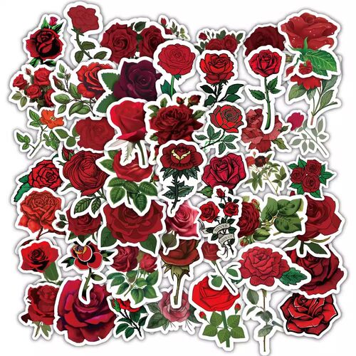 120张玫瑰花贴纸ins高颜值少女心手机壳手账精美涂鸦装饰贴画防水