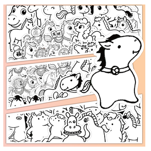 120张小马简笔画贴纸卡通Q版趣味可爱抽象diy装饰手账手机壳贴画