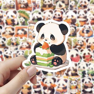 300贴熊猫日常贴纸可爱卡通手机装 饰国宝diy动物手账表面防水贴画