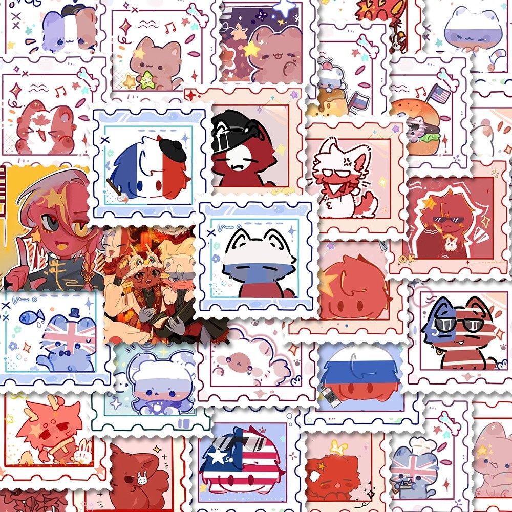 108张ch邮票贴纸卡通动漫创意高颜值精美手帐桌面笔记本手机壳diy