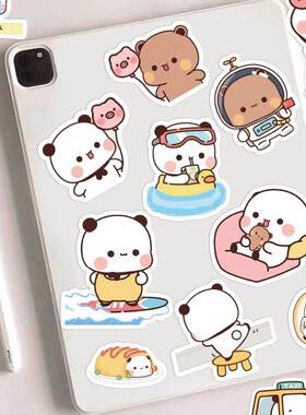 325张小熊猫一二和布布表情包贴纸可爱创意DIY手账装饰防水贴纸