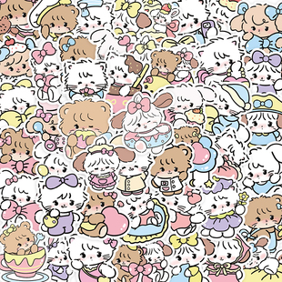 104张Mikko米科贴纸卡通可爱装 饰手账行李箱水杯防水标签自粘贴画