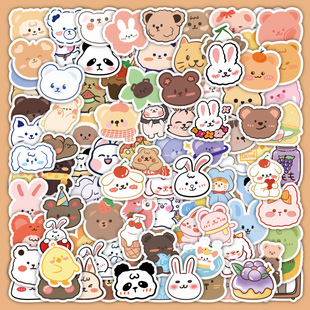 100张可爱卡通熊贴纸原创小熊小兔学生文具手机壳平板装饰diy贴画
