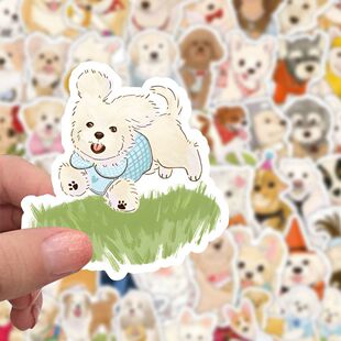118张卡通可爱毛流小狗贴纸高颜值ins风装饰手帐手机水杯防水贴画