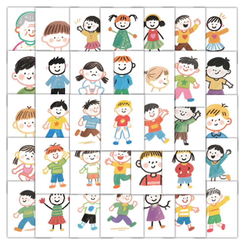 206张简笔画小人贴纸卡通可爱