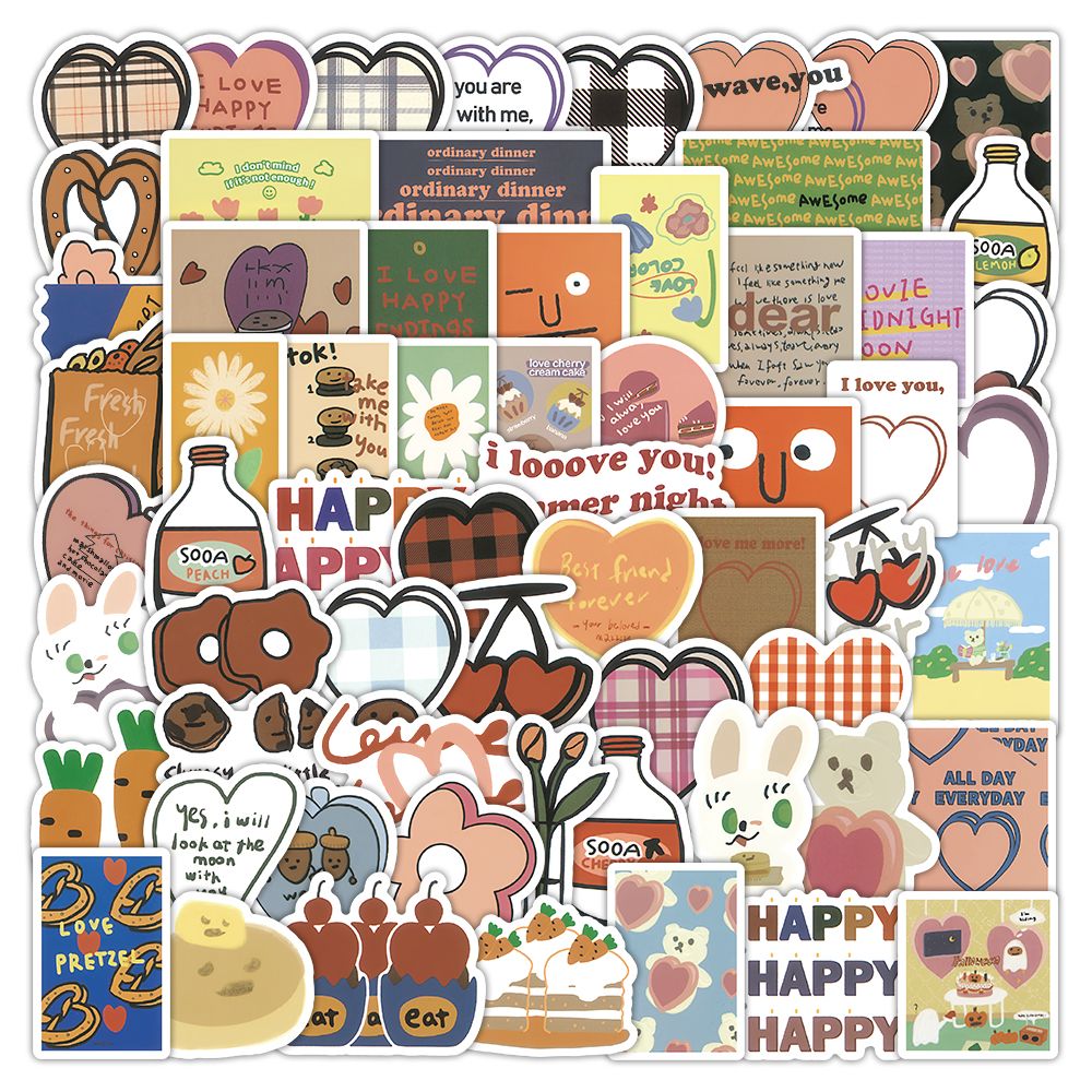 190张甜味夹心可爱少女心贴纸ins风手账个性笔记本行李箱防水贴画