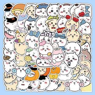 60张卡哇卡哇贴纸chiikawa头像装饰卡通防水手机壳水杯素材贴画