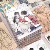 63张青春氛围感绘画贴纸二次元 手绘校园笔记本装 饰手账防水小贴画