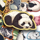 50张可爱卡通胖胖 动物贴纸创意呆萌装 饰diy防水手账贴画手机壳