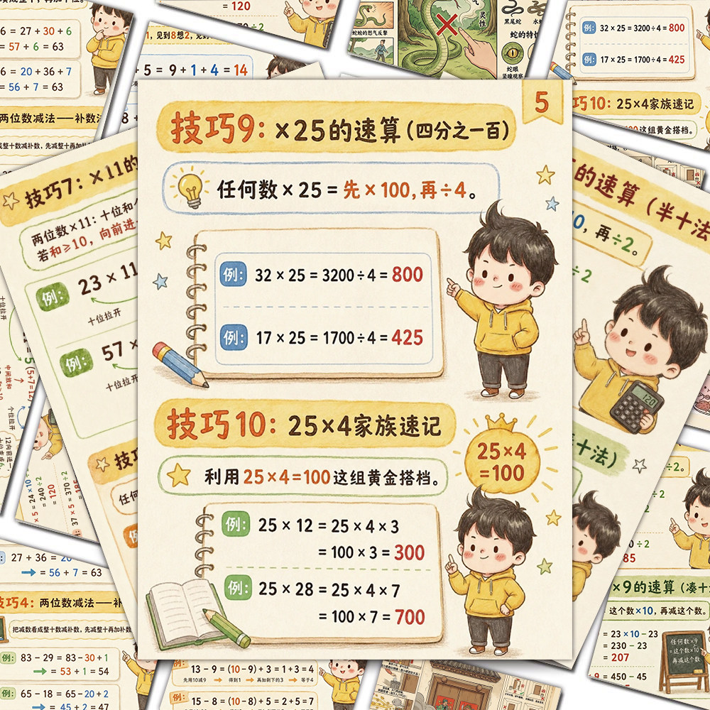 儿童口算启蒙益智卡通贴纸