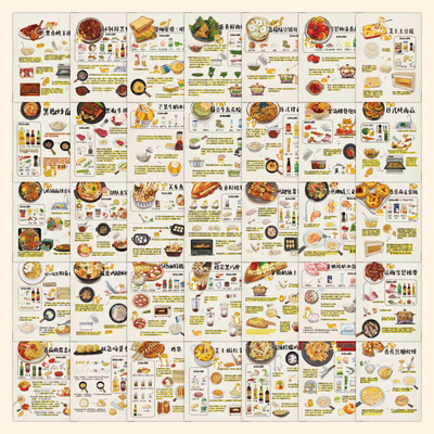 183张食谱贴纸火锅关东煮鸡翅煲薯条白菜小吃茶饮教学秘籍diy贴画