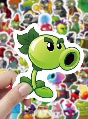 100张植物大战僵尸贴纸PVZ素材贴画卡通装饰小图案diy手机壳手账