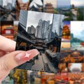 126张中国著名地标城市建筑贴纸地名创意装 饰手账桌面行李箱贴画