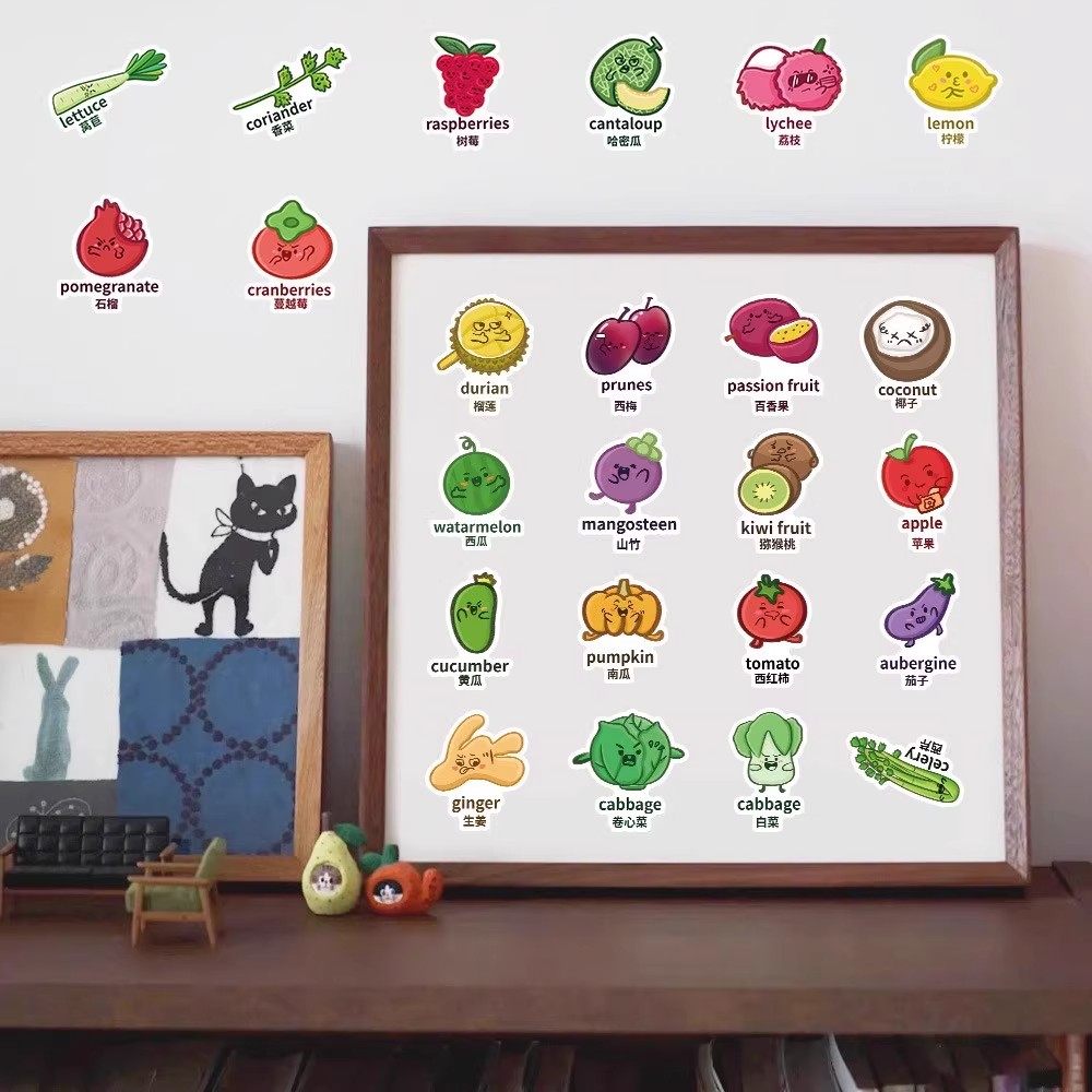 176张英文蔬菜水果贴纸瓜果蔬菜小动物水果头像防水装饰标签diy贴,文具电教/文化用品/商务用品,贴纸/立体贴纸,淘宝优惠券,粉丝福利购,淘宝优惠卷