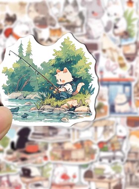 150张小动物们的一天可爱卡通diy创意贴纸手账手机壳水杯防水贴画