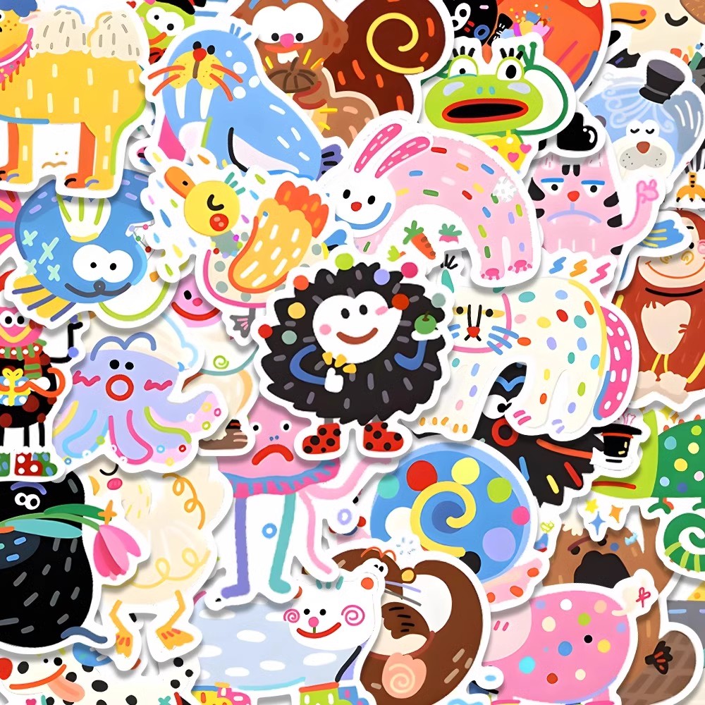 动物插画贴纸可爱手绘创意卡通