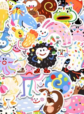 动物插画贴纸可爱手绘创意卡通