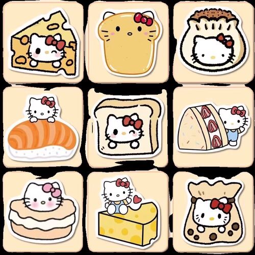 70张美食猫贴纸可爱q版卡通