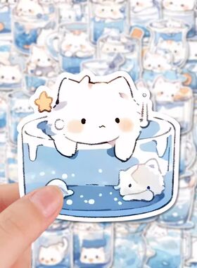 可爱Q版水杯猫猫卡通贴纸