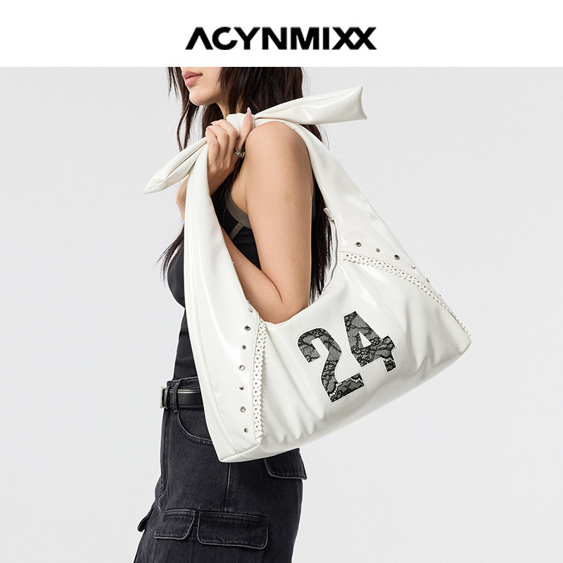 Acynmixx运动芭蕾风蝴蝶结单肩腋下包女2025新款甜酷托特