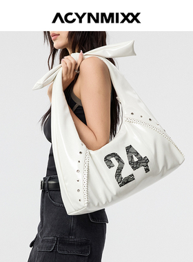 Acynmixx运动芭蕾风蝴蝶结单肩腋下包女2025新款甜酷托特包hobo包
