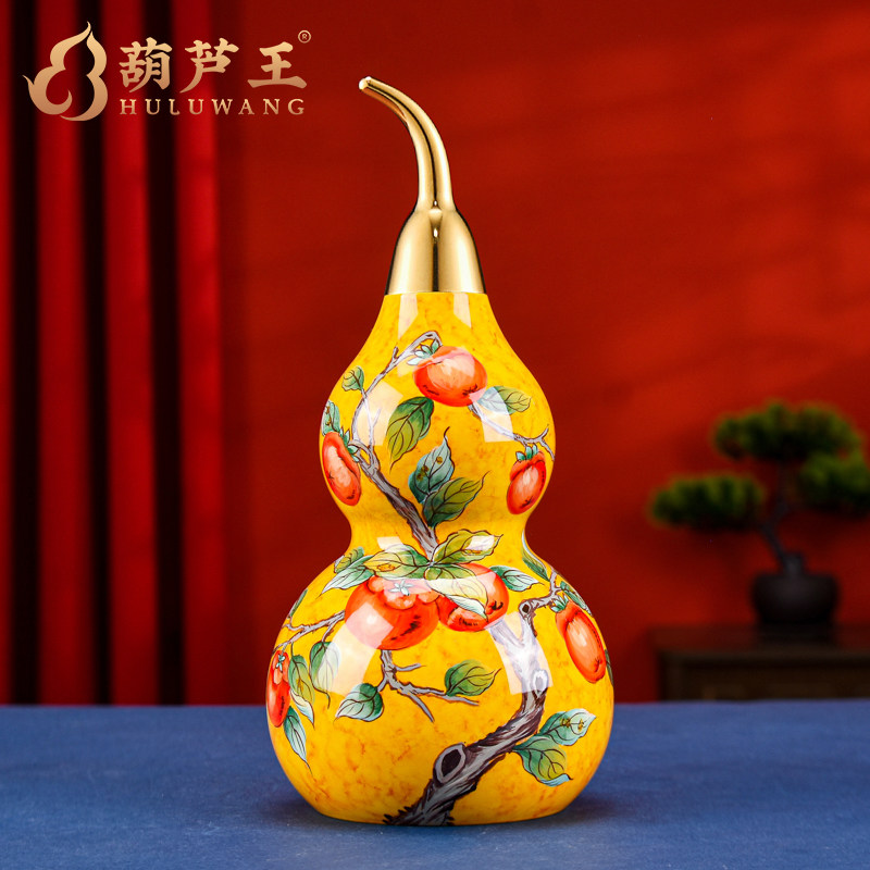 葫芦王铜葫芦摆件黄铜开口空心金葫芦招财镇宅家居入户玄关装饰品