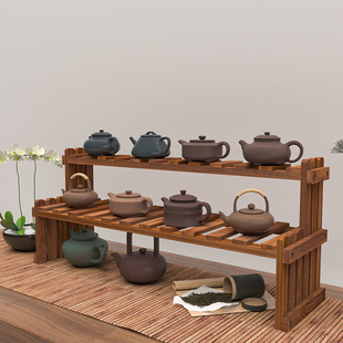 博古架实木中式桌面置物架紫砂壶茶具茶杯展示架多宝阁茶壶架摆件