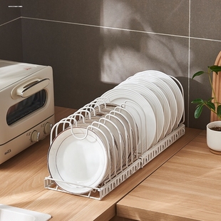 厨房碗碟盘子锅具收纳架可调解锅架置物架橱柜内台面锅盖架碗碟架