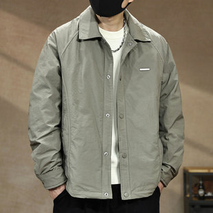 高端美式教练夹克男士90白鸭绒羽绒服冬季复古痞帅翻领休闲外套男