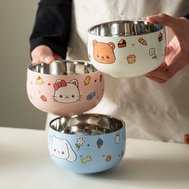 onlycook 316不锈钢原创卡通碗儿童高颜值饭碗汤面碗宝宝辅食餐具