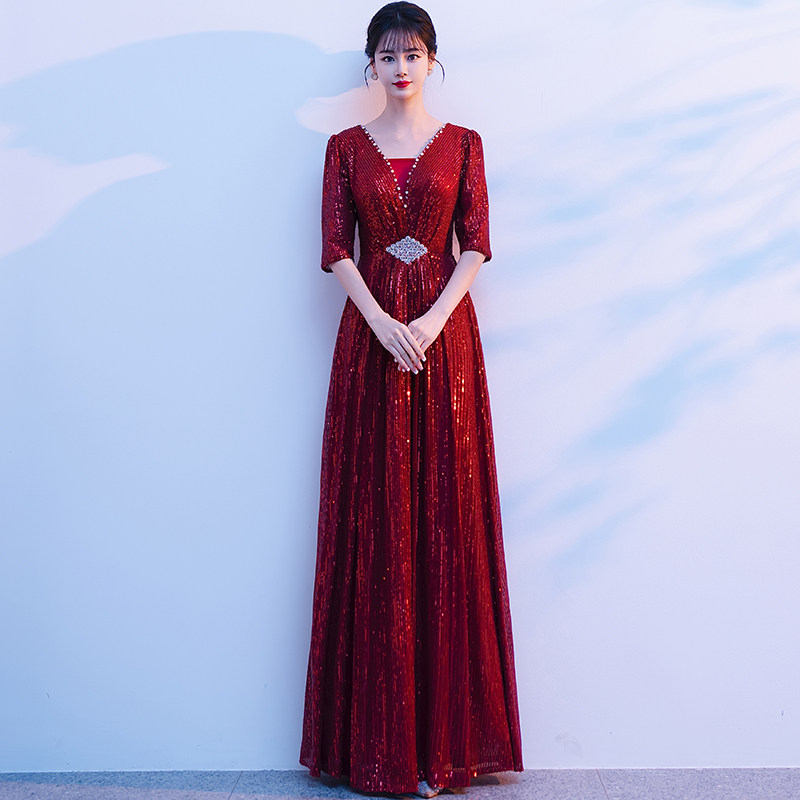 礼服红色大合唱团演出服女2026图片