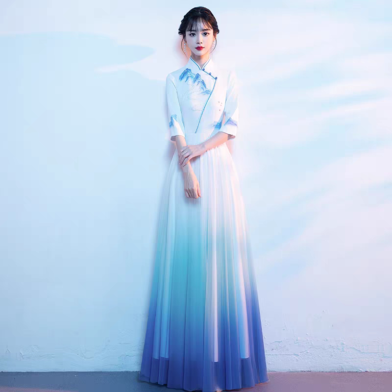 红歌大合唱团演出服2026长裙诗歌图片
