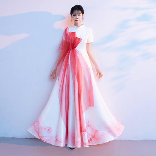 卓薇尚大合唱演出表演礼服女中国风长裙成人舞台比赛演出服男女款
