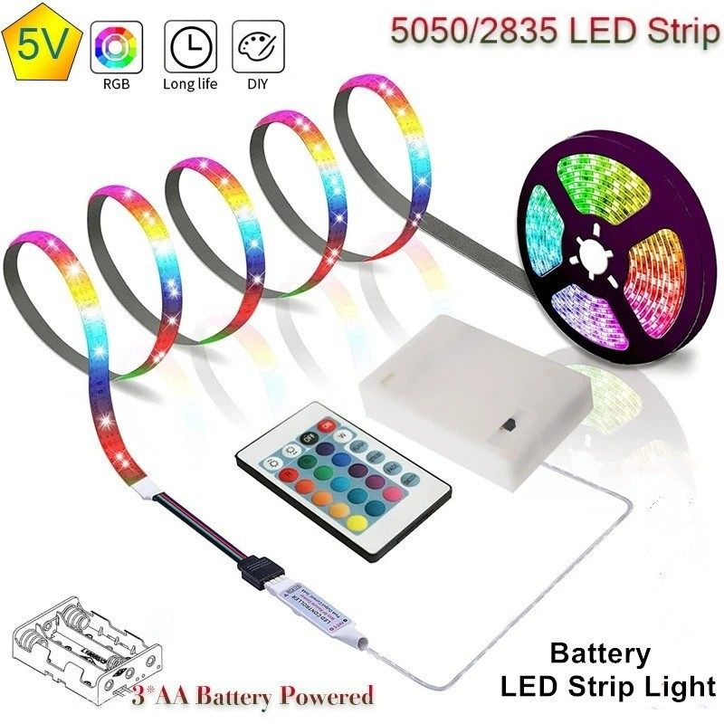 led灯带24键遥控电池盒5050RGB灯带2835RGB灯带led条自粘式氛围灯