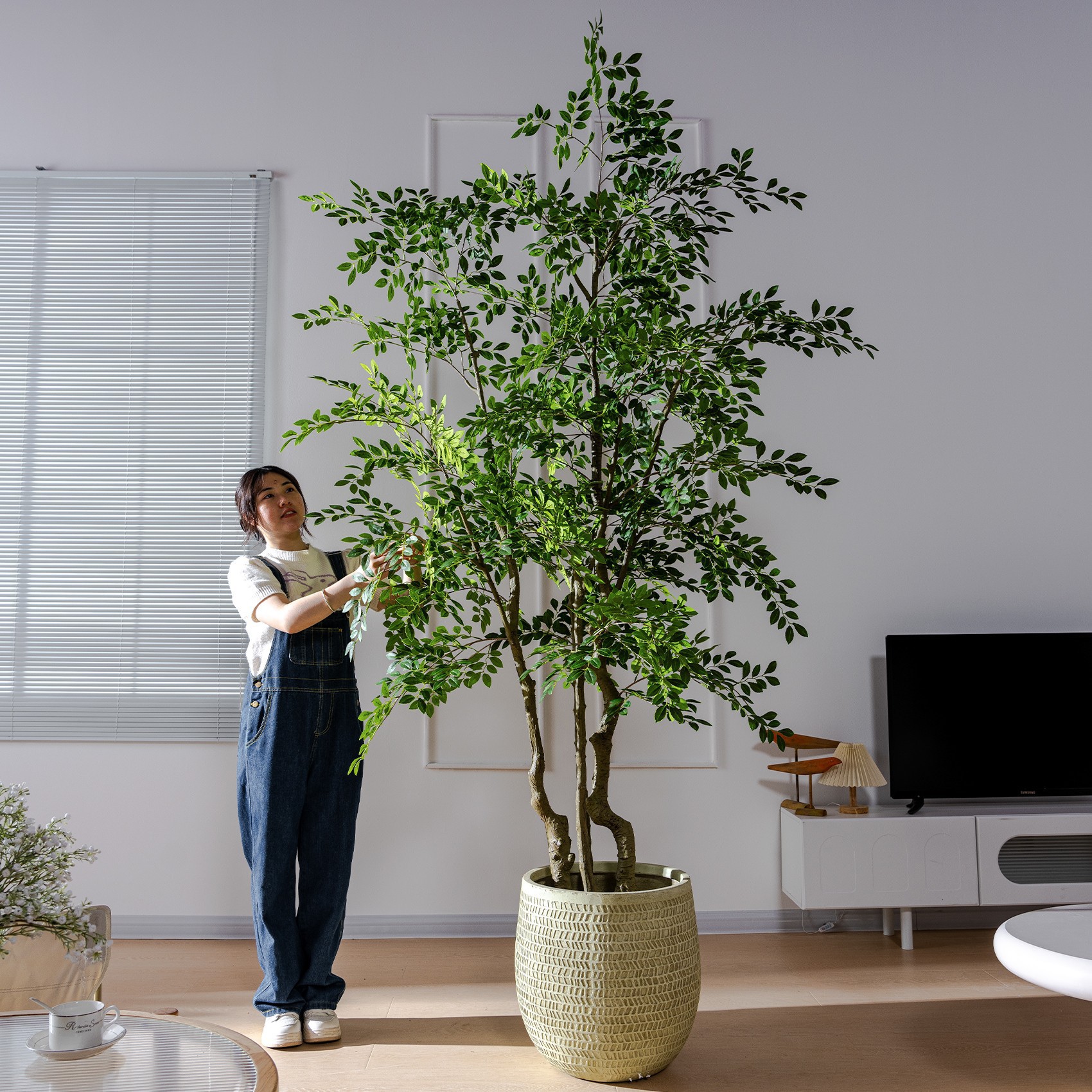 高级仿真绿植榆钱树榕树大型落地植物室内客厅氛围感假树造景装饰