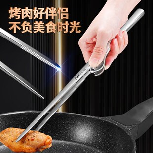 烤肉夹煎牛排夹子家用 304不锈钢面条夹烧烤夹加长防烫食品夹韩式