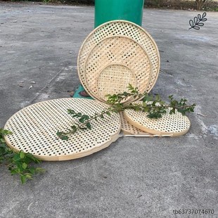 纯手工竹编筛子圆簸箕有孔晾晒干货米筛火锅店竹架放菜竹簸箕家用