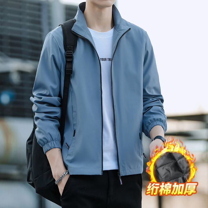 新款潮牌宽松休闲立领简约夹克男