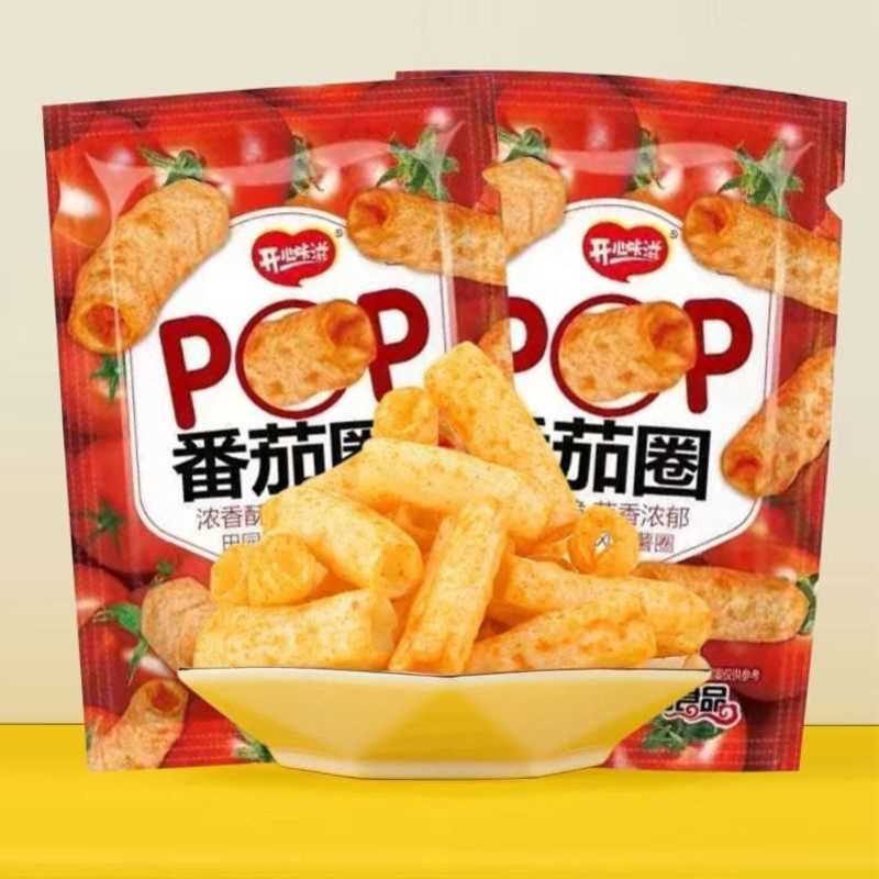 网红味滋皇开心咔滋番茄圈番茄大包网红脆片小卖部零食膨化食品