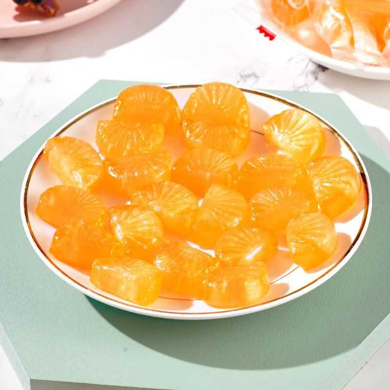 老式水果糖桔子橘子瓣硬糖糖果橘瓣批发80怀旧混合零食橘子味硬糖