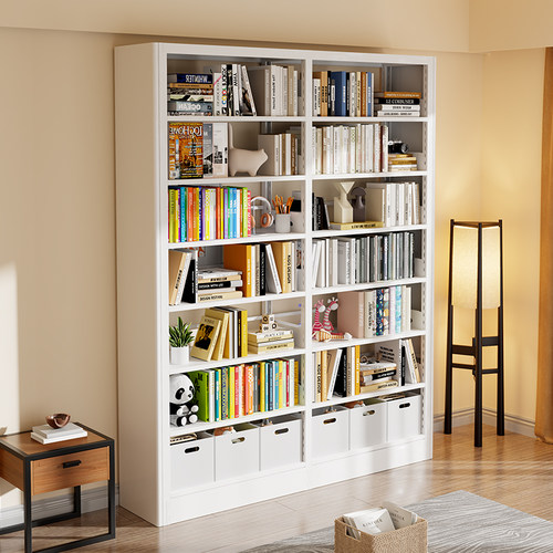 图书馆书架家用钢制客厅简易书架落地置物架简约置物架儿童绘本架